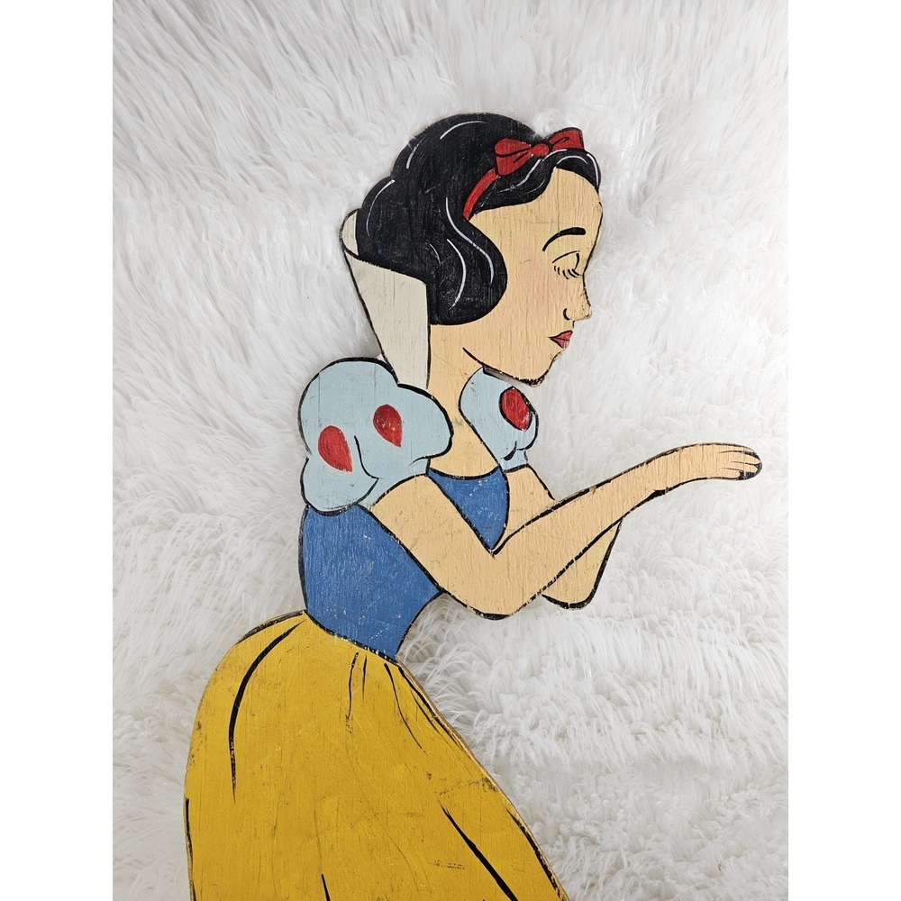 Vintage 36in Disney Snow White & 7 Dwarfs Hand Painted Wood Wall Hanging Plaques - Picture 2 of 10